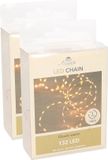 Anna's Collection Draadverlichting - 2x - koper - 132 led lampjes - klassiek warm wit - batterij - timer - lichtsnoer