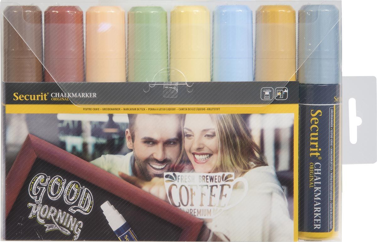 Securit Dikke Krijtstiften XXL 8 stuks EARTH Kleuren KLEURENMIX 715 mm