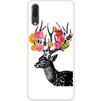 P20 Cerf fleurs Bedrukt siliconen hoesje