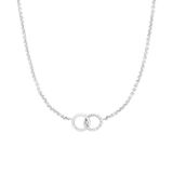 Lucardi Dames Stalen ketting met 2 cirkels - Ketting - Staal - Zilverkleurig - 47 cm