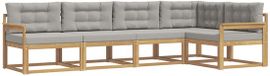 vidaXL - Hoek loungeset - 5 zitplekken - Polyester - Wit en lichtgrijs