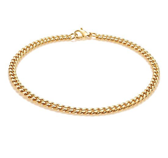 LGT JWLS Stalen heren armband Gourmet schakel Goudkleurig 3mm-23cm