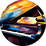 Merkloos / Sans marque Piano Wall Art - Instrument Wall Circle - Forex Print - 70x70cm
