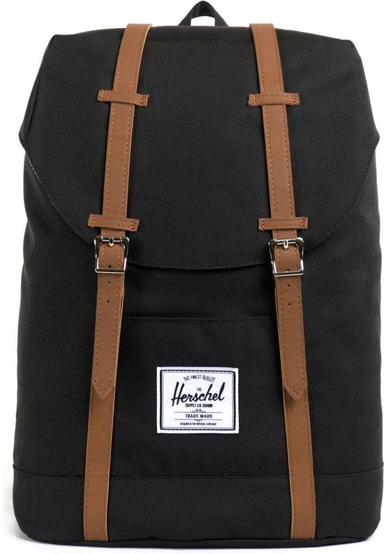 Herschel Retreat Backpack - Black/Tan Synthetic Leather - 19.5L