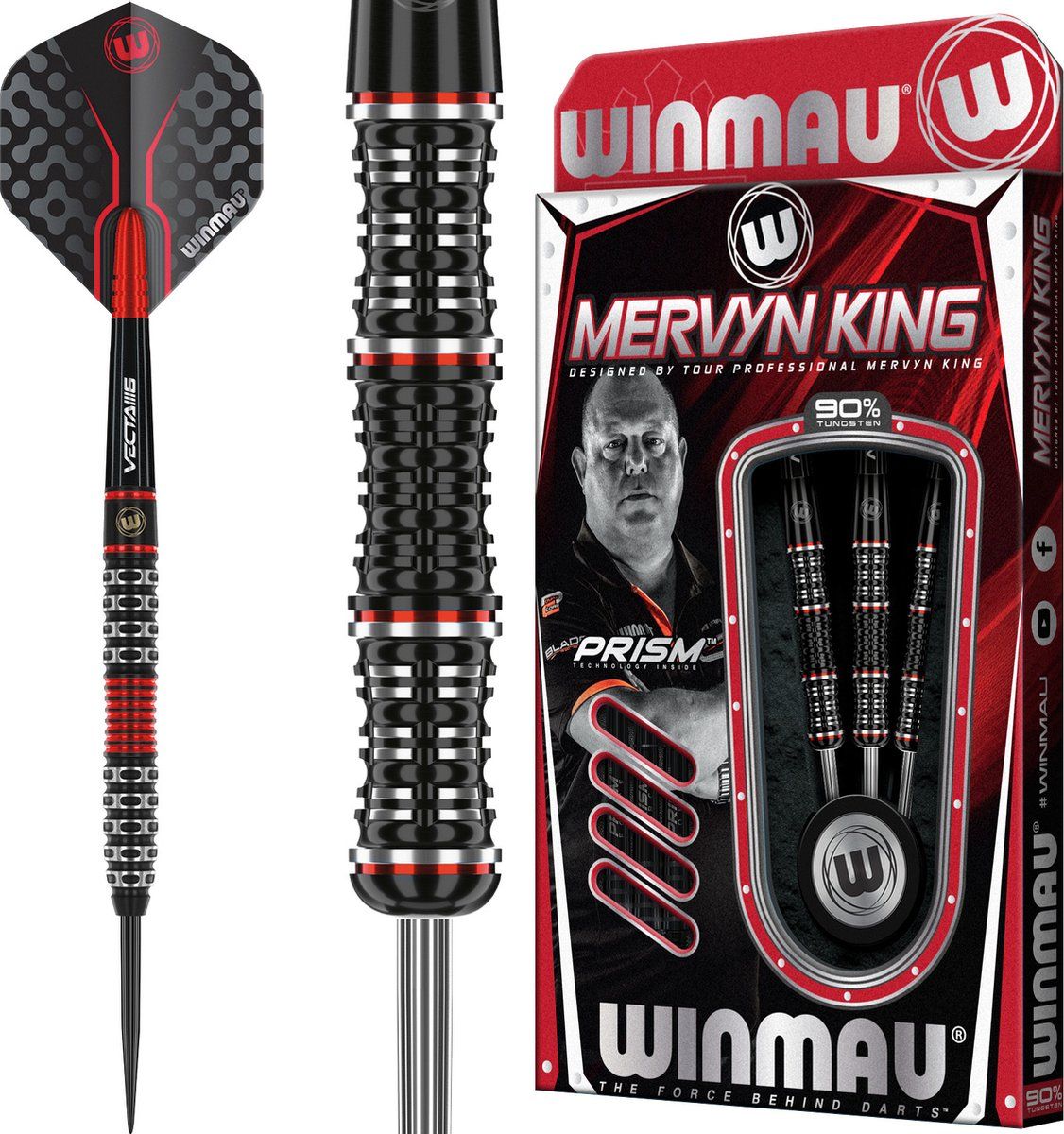WINMAU - Mervyn King S.E. Steeltip Tungsten Dartpijlen Professioneel - 20g