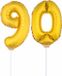 Shoppartners Bv 90 jaar leeftijd feestartikelen - versiering cijfers - ballonnen op stokje - van 41 cm - Combi van cijfer 90 - in het goud