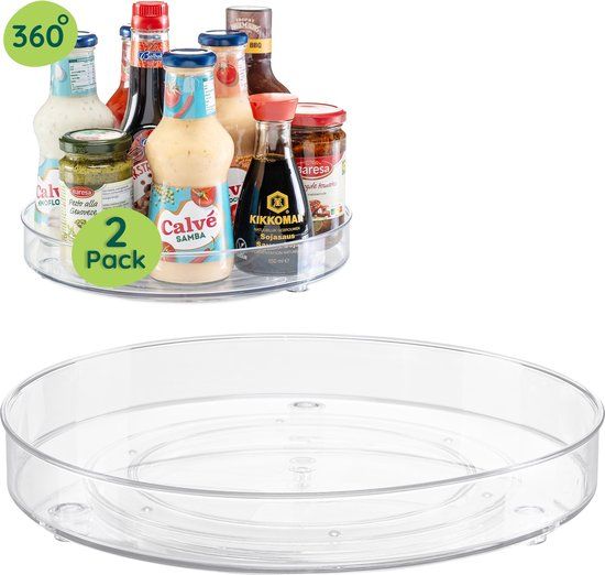XIVADA Draaiplateau Suna - 23 & 27 cm - Rond - Transparant - Set van 2