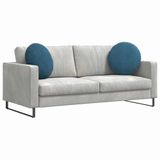 vidaXL Zitkussens - 2 st - Fluweel - Blauw - Ø50 x 19 cm