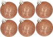 Cosy&Trendy Billiet - Vanlaere 6x stuks kunststof glitter kerstballen koper 8 cm