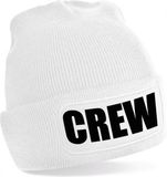 Bellatio Decorations Crew muts/beanie met pompon - onesize - wit