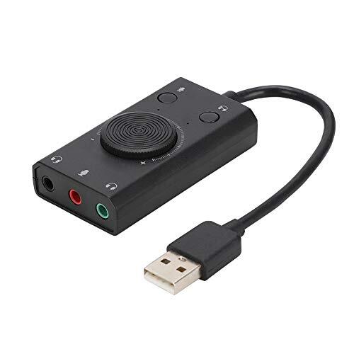 Wendry Externe geluidskaart, USB-audio-adapter, externe stereo-geluidskaart met 3,5 mm hoofdtelefoon- en microfoonaansluiting, USB-geluidskaart zonder multifunctioneel station met weergave