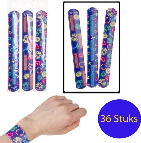 Klaparmband Gamer 36 STUKS - Paars - Uitdeelcadeautjes voor kinderen