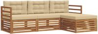 vidaXL - Acacia Hout Loungeset - 4-delig - Natuurlijk en Beige