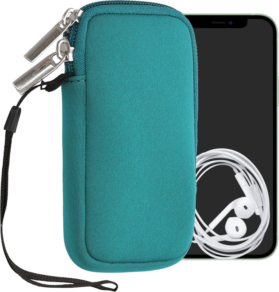 kwmobile Tasje voor smartphones XS - 3,5/4" - Insteekhoesje van neopreen in petrol - 12,5 x 6,5 cm