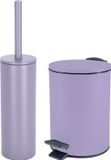 Spirella Badkamer/toilet accessoires set - WC-borstel en pedaalemmer 3L - metaal - lila paars