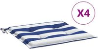 vidaXL Tuinstoelkussens 4 stuks gestreept 50x50x3 cm stof wit en blauw
