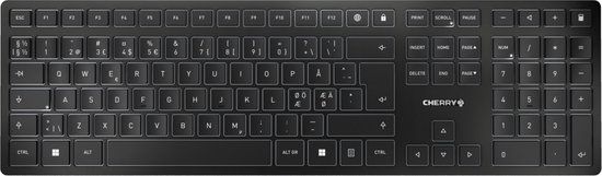 CHERRY KW 9100 SLIM Toetsenbord Universeel RF-draadloos + Bluetooth QWERTY Scandinavisch Zwart