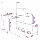 vidaXL Hoekbureau met legplank, betongrijs, 101,5 x 149,5 x 149,5 cm