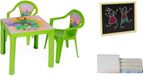 Table, deux chaises + étagère grise