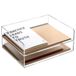 SANRUI Acryl papierlade voor op je bureau, bureau-organizers en accessoires, 2 stuks stapelbare papierbakjes voor brieven, documenten, boeken, tijdschriften, superhelder archiefbakje