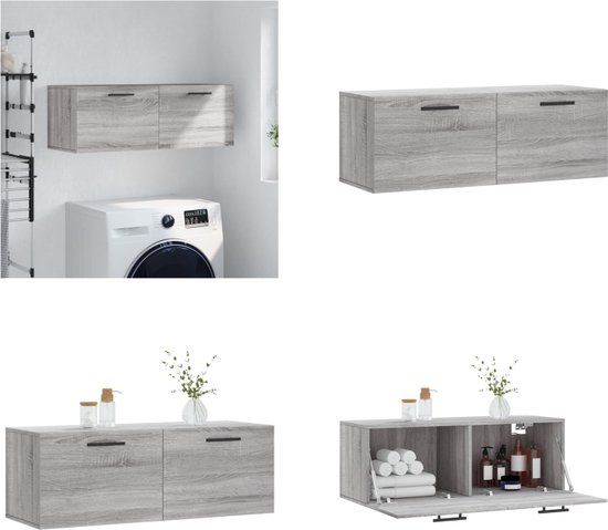 vidaXL Wandkast 100x36,5x35 cm bewerkt hout grijs sonoma eikenkleurig