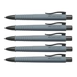 FABER-CASTELL Balpen Poly Ball Urban Stone Grey, 5 stuks