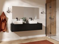 Vente-unique Hangend ondermeubel met strepen - Zwart - 150 cm - ARNEGA