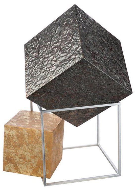Gilde handwerk Decoratief object "Kubussen" Metaal H50cm Zwart/Goud