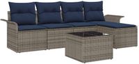 vidaXL Tuinbank - Set - 6 - st - Grijs - poly - rattan