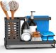 Merkloos Spoelbak Organizer - Met Uitlekbakje, Antislip en Afneembaar - Voor Sponzen, Borstels en Zeep in Keuken en Badkamer - Zwart