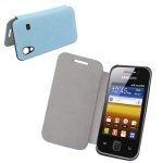 LambeMu - Hoogwaardige leren beschermhoes FR Samsung S5830 / 5360 (babyblauw)