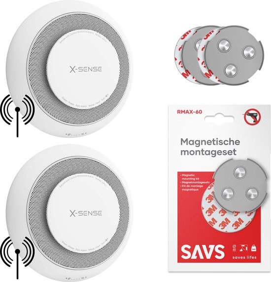 X-sense XP01-W Koppelbare combimelder - Met magneet montage - 2 Combimelders - Rook en koolmonoxide - 10 Jaar batterij - Rookmelder en koolmonoxidemelder - Rook én CO melder zonder boren - Koppelbaar