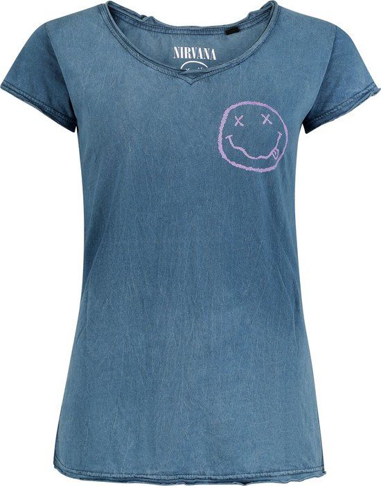Nirvana Nirvana Smile Logo Dames T-shirt - blauw - S