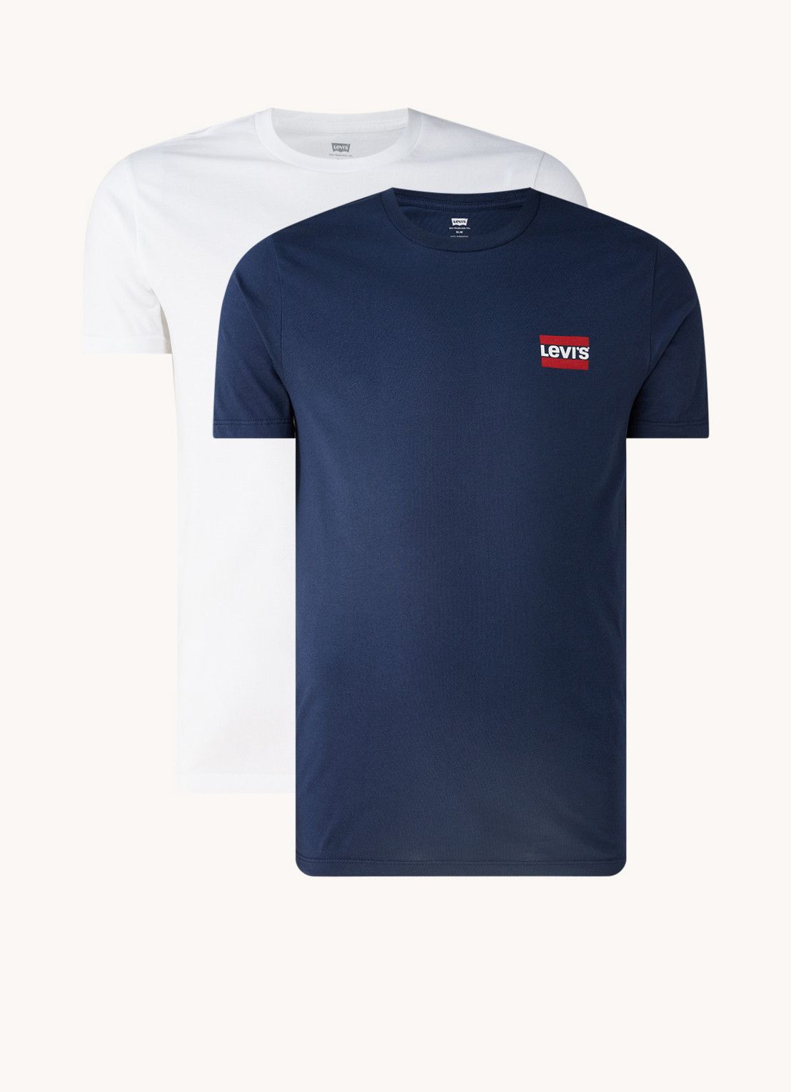 Levi's T-shirt met logoprint in 2-pack - 5400970018053