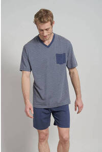 Ceceba +size shortama met strepen blauw