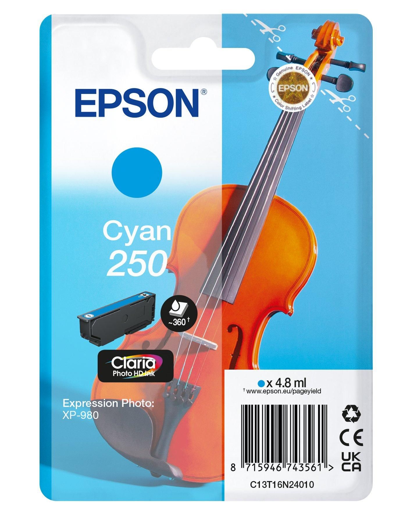 Epson 250 Violin Claria Photo HD inktcartridge Cyaan