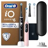 Oral-B iO6 Duopack Zwarte/Roze Elektrische Tandenborstels, 4 Opzetborstels, 1 Reisetui,Etui voor de oplader, Opzetborstel Houlder