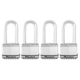 Master Lock M5XQLJ Magnum hangslot voor buiten, robuust, met sleutel, 4 stuks, gelijksluitend, zilverkleurig