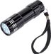 Merkloos / Sans marque Inspirion Gmbh 1x stuks kleine 9x LED krachtige zaklamp in het zwart van 9.5 cm - incl. batterijen en koordje