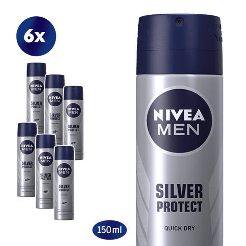 NIVEA NIVEA MEN Silver Protect deodorant spray - 6 x 150 ml - voordeelverpakking