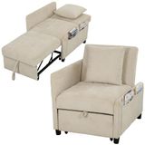 HOMCOM Stoelbed - Chenille (100% polyester) - 72,5 x 89,5 x 83 cm - Beige