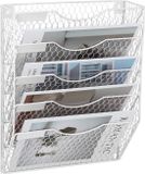 Merkloos / Sans marque Bol Muur Gemount Documenten Organizer met 5 Compartimenten - Metalen Tijdschriftenhouder - Wit
