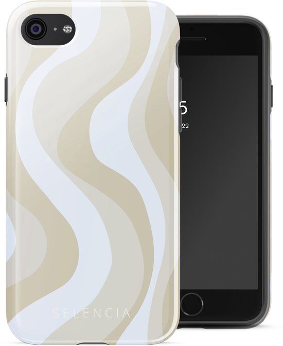 Selencia Hoesje - Geschikt voor Apple iPhone SE (2022) / SE (2020) / 8 / 7 / 6s / 6 - Backcover - Desert Waves Beige