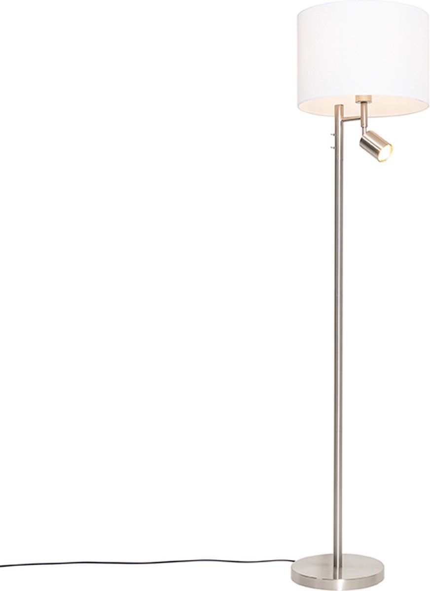 QAZQA Jelena - Moderne Vloerlamp - Staal - H 150 cm - Grijs