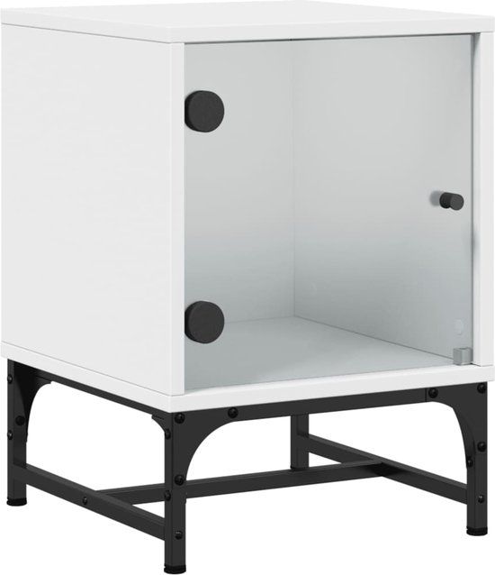 vidaXL Nachtkastje met glazen deur 35x37x50 cm wit