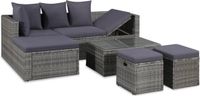 vidaXL 4-delige Loungeset met kussens Poly Rattan Grijs