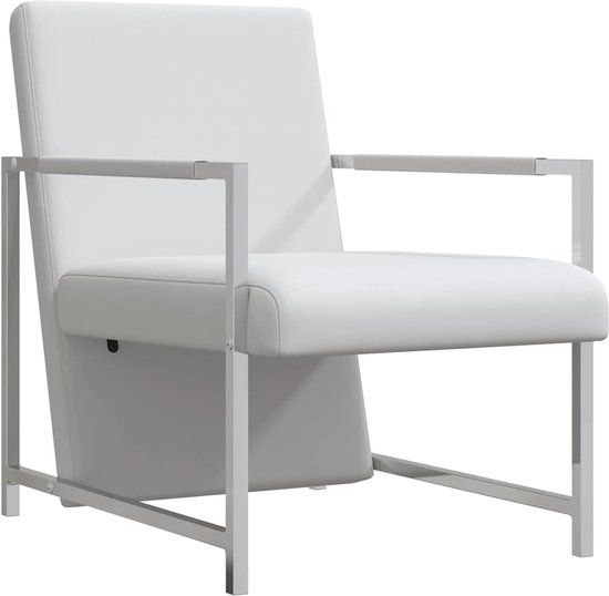 vidaXL Fauteuil met chromen poten kunstleer wit