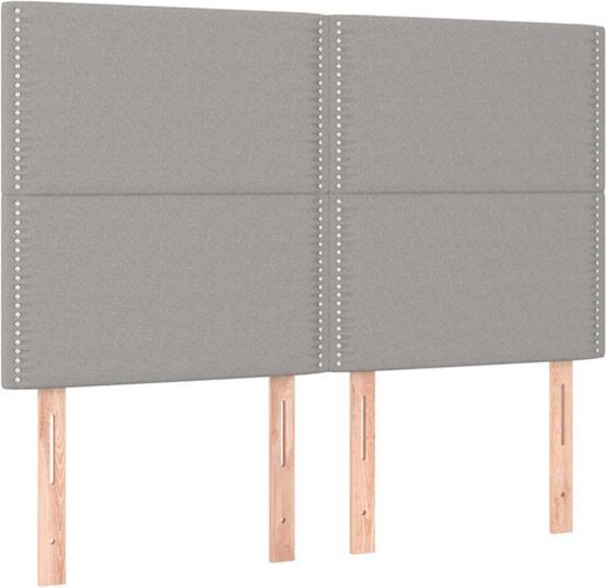 VidaXL Hoofdbord Lichtgrijs 144x5x118/128 cm Stof