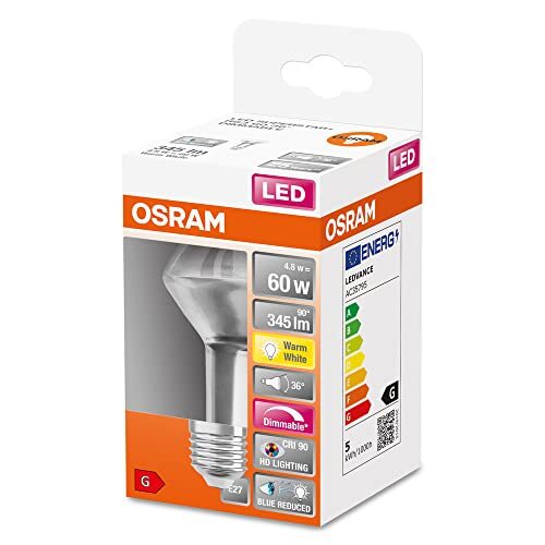 OSRAM Lamps OSRAM Superstar dimbare LED lamp met bijzonder hoge kleurweergave (CRI90), E27-basis helder glas ,Warm wit (2700K), 345 Lumen, substituut voor 60W-verlichtingsmiddel dimbaar, 1-Pak