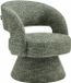 Vente-unique Draaibare fauteuil in getextureerde stof - Groen - Maison Céphy NAROLIA